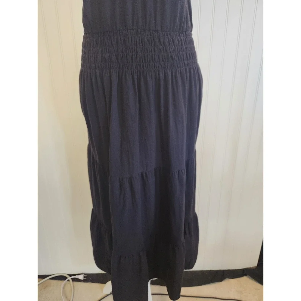 The Get Women's Black V Neck & Open Tie Back Sleeveless Maxi Tier Dress Size XL‎